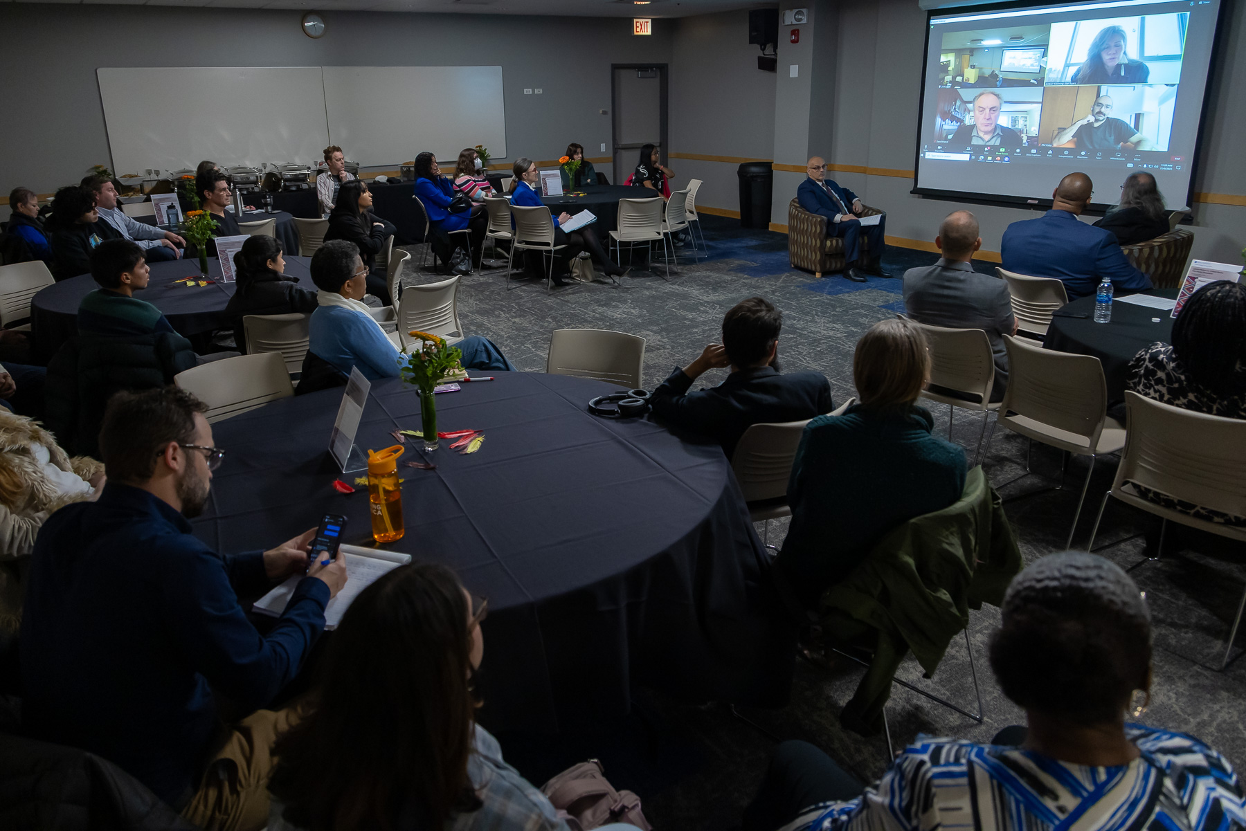 Later in the week faculty, staff and students attended the Native Peoples Heritage Month event: Lakota Nation vs. United States Discussion Panel on Thursday. (Photo by Jeff Carrion / DePaul University) 